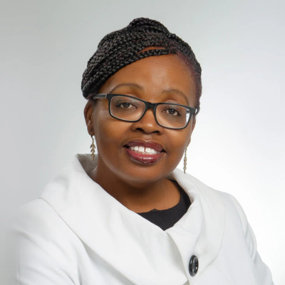 headshot of Dorothy Nyambi in white jacket
