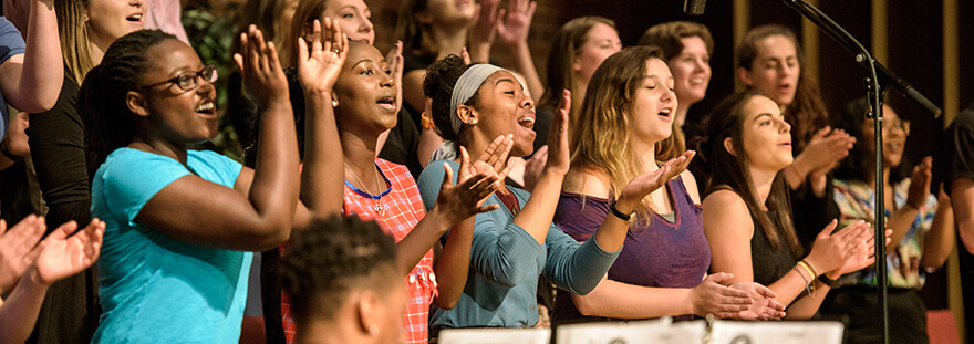 students singing in choir at chapel
