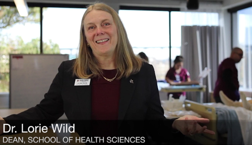Screenshot of Dr. Lori Wild from the tour of the new SHS building video