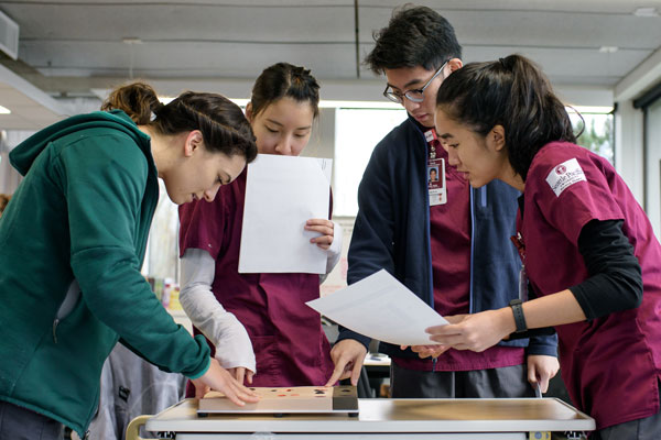 nursing students in lab