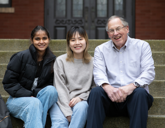 Alumnus Jay Morgensen and two scholarship recipients