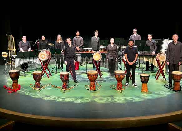 percussion ensemble on stage