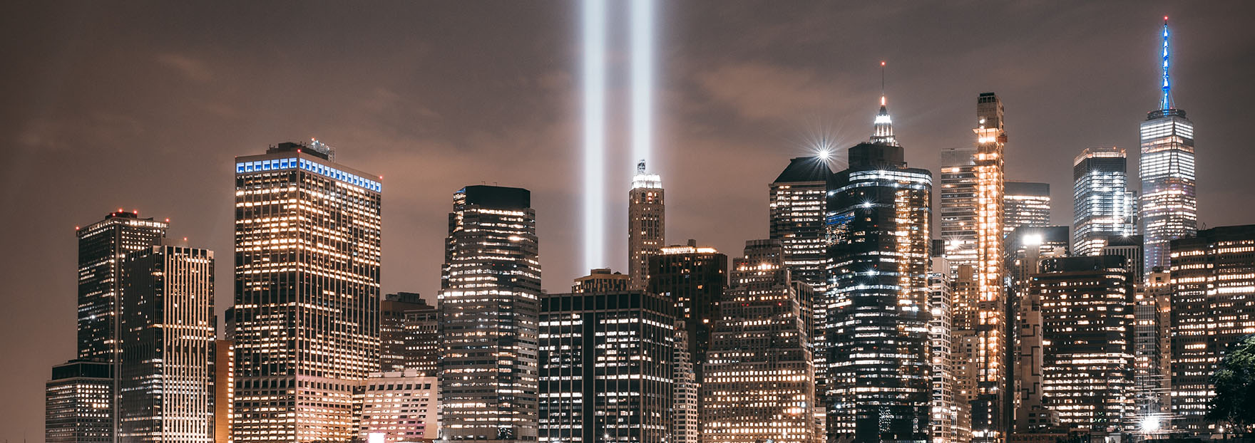 The twin bars of light signify the loss of the World Trade Center on 9 11 2001 | photo by Lerone Pieters