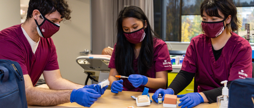 SPU nursing students practice giving insulin injections.