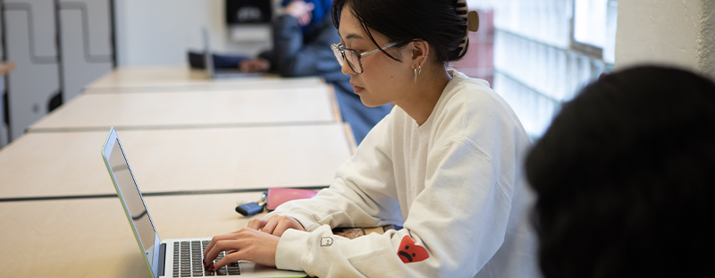 Student working on laptop 