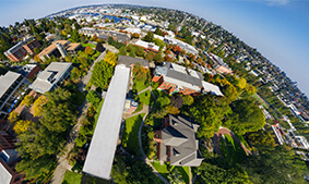 The Seattle Pacific University campus in a 360 circular globe
