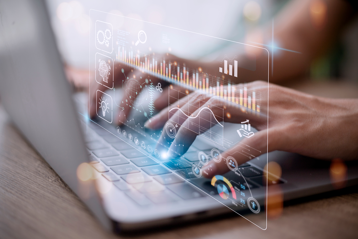 An image of two hands poised over a laptop to represent the Data Analytics major and accelerated program at Seattle Pacific University