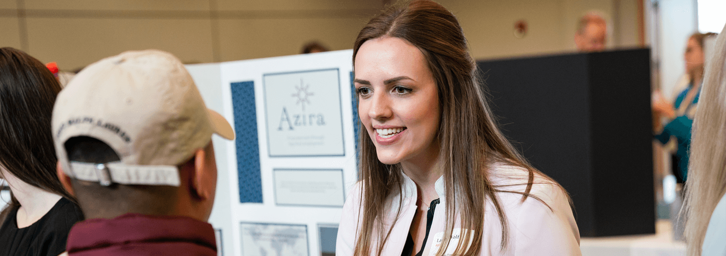 Student presenting plan at 2018 Social Venture Plan Competition