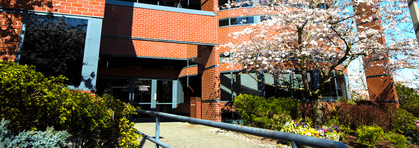 McKenna Hall entrance in Spring