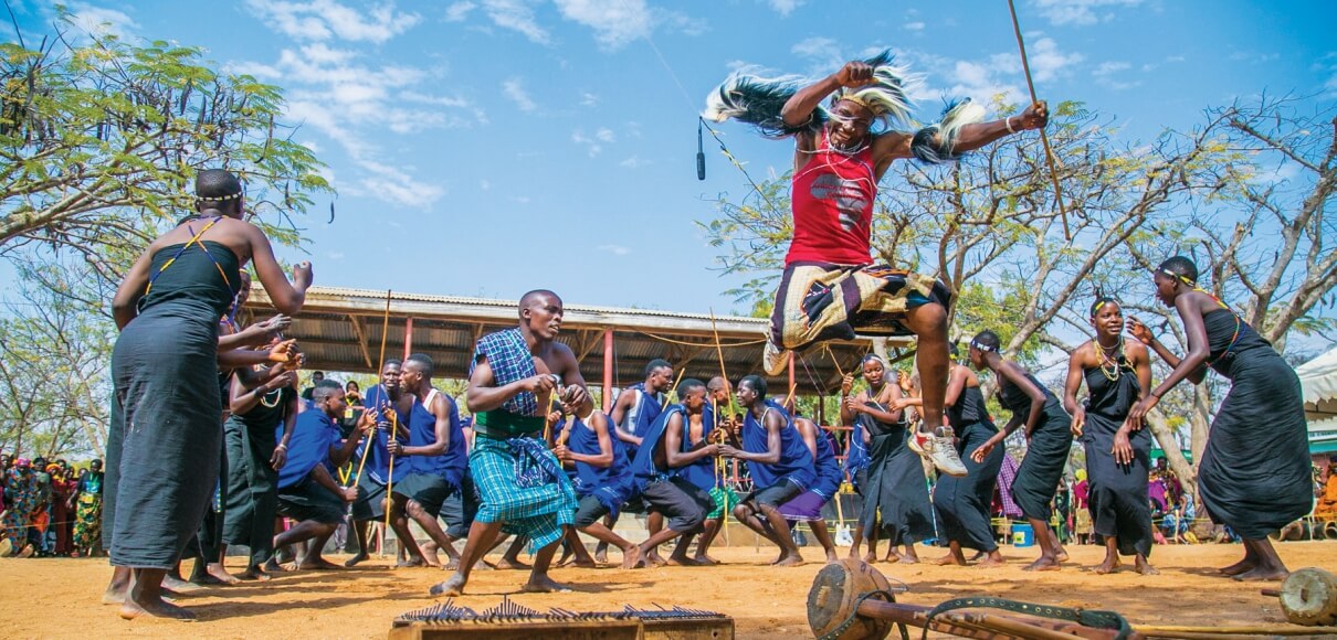 Members of the Juhudi group from Matemwe, a coastal village in northeastern Tanzania, perform