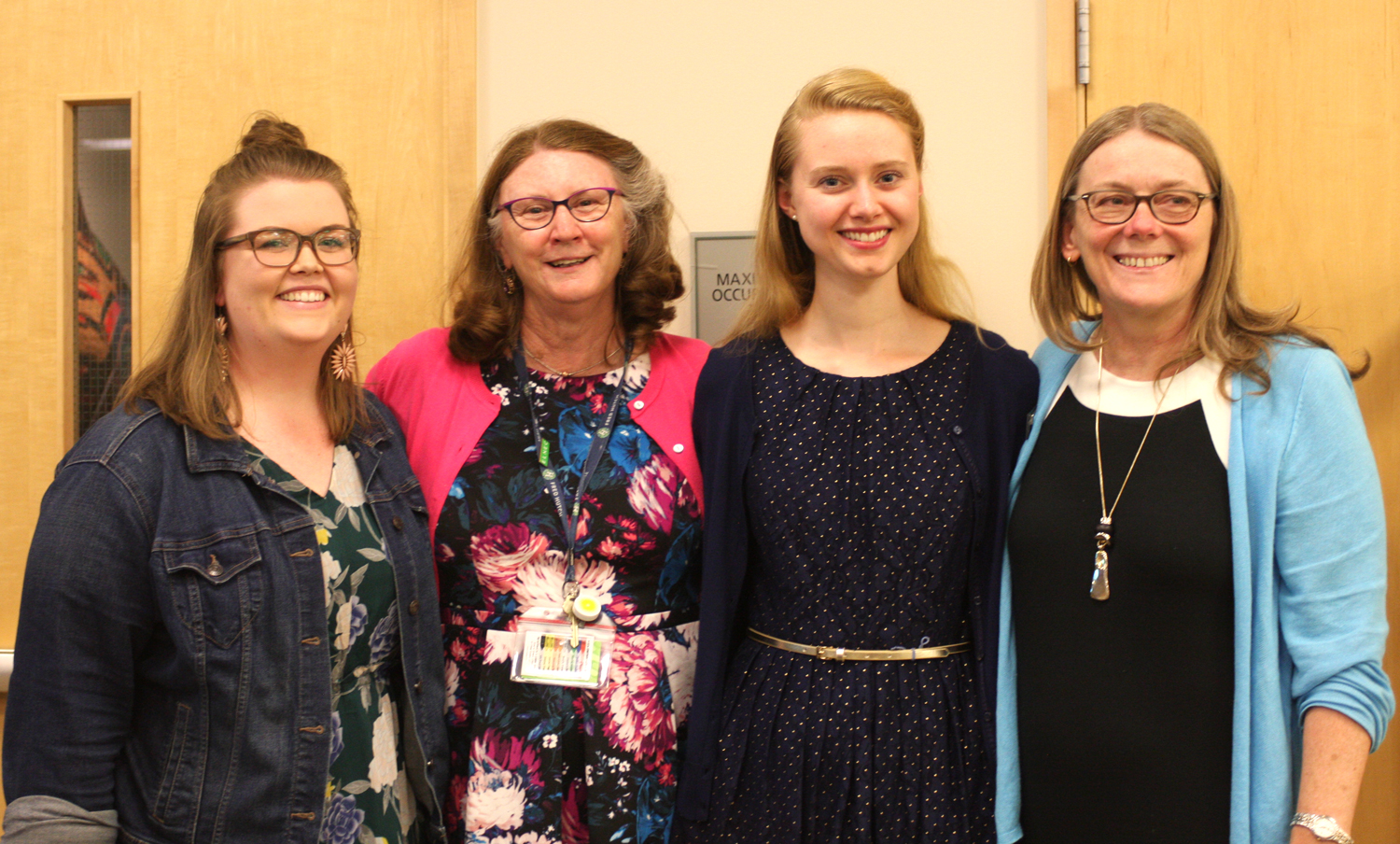 Anna Stewart ’17 BSN, SCCA Director of Clinical/Nursing Research, Education & Practice Kathleen Shannon Dorcy, Annie Miller, and Dean Lorie Wild.