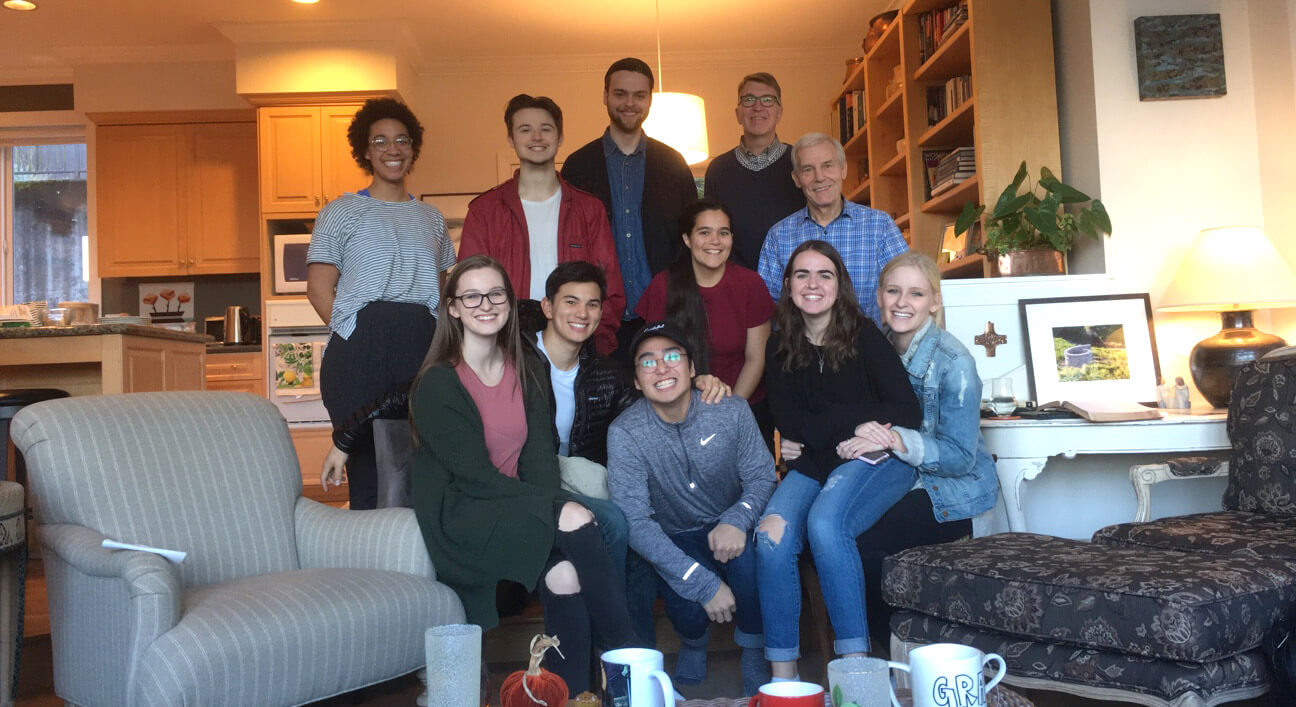 Autumn 2017 undergraduate theology majors' capstone at Dr. Bob Drovdahl’s home