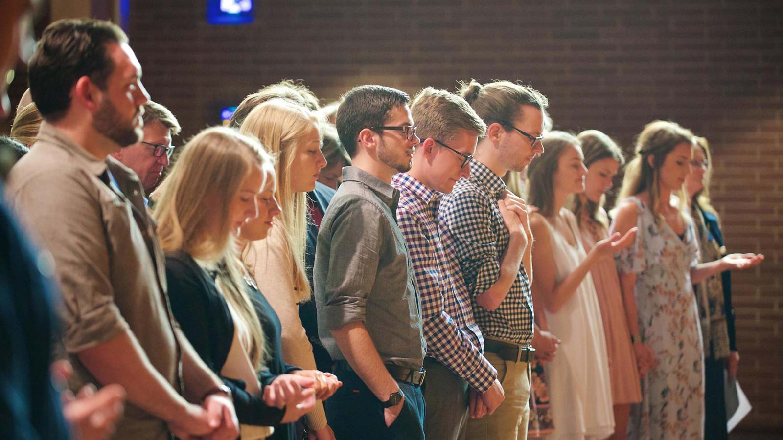 Students in a worship service