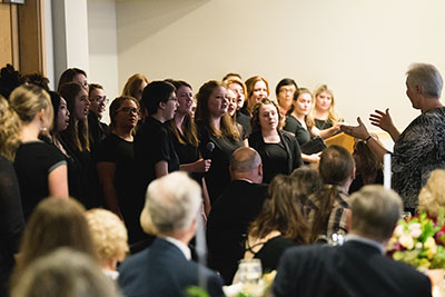 The choir sings at the 2017 President's Circle Dinner