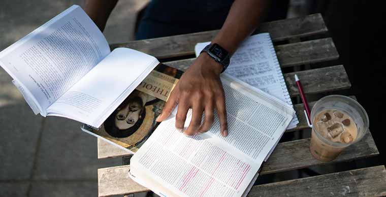 Student studying scripture