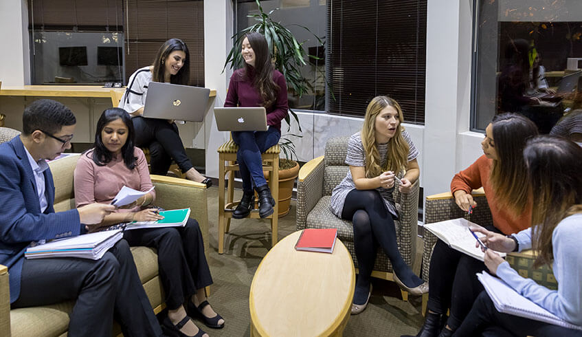 SPU students work on a group project together | photo by Dan Sheehan