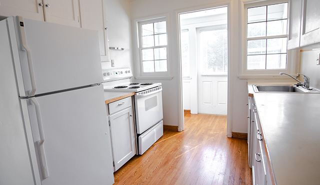 On-campus apartment kitchen interior