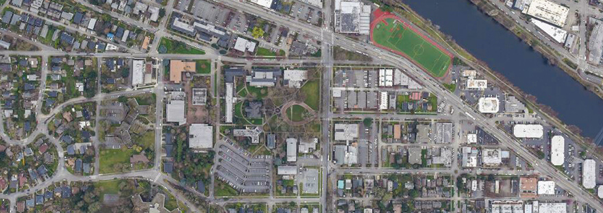 aerial view of SPU's campus