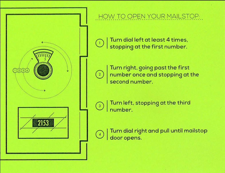 An image that details how to get into the student mailstops