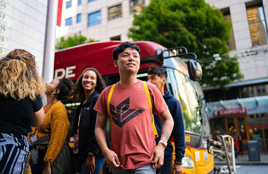 SPU students in downtown Seattle during the 2018 Early Connections excursion