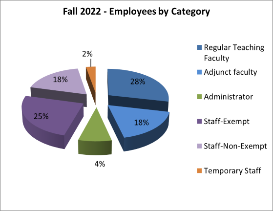 Fall 2022 Employees by category