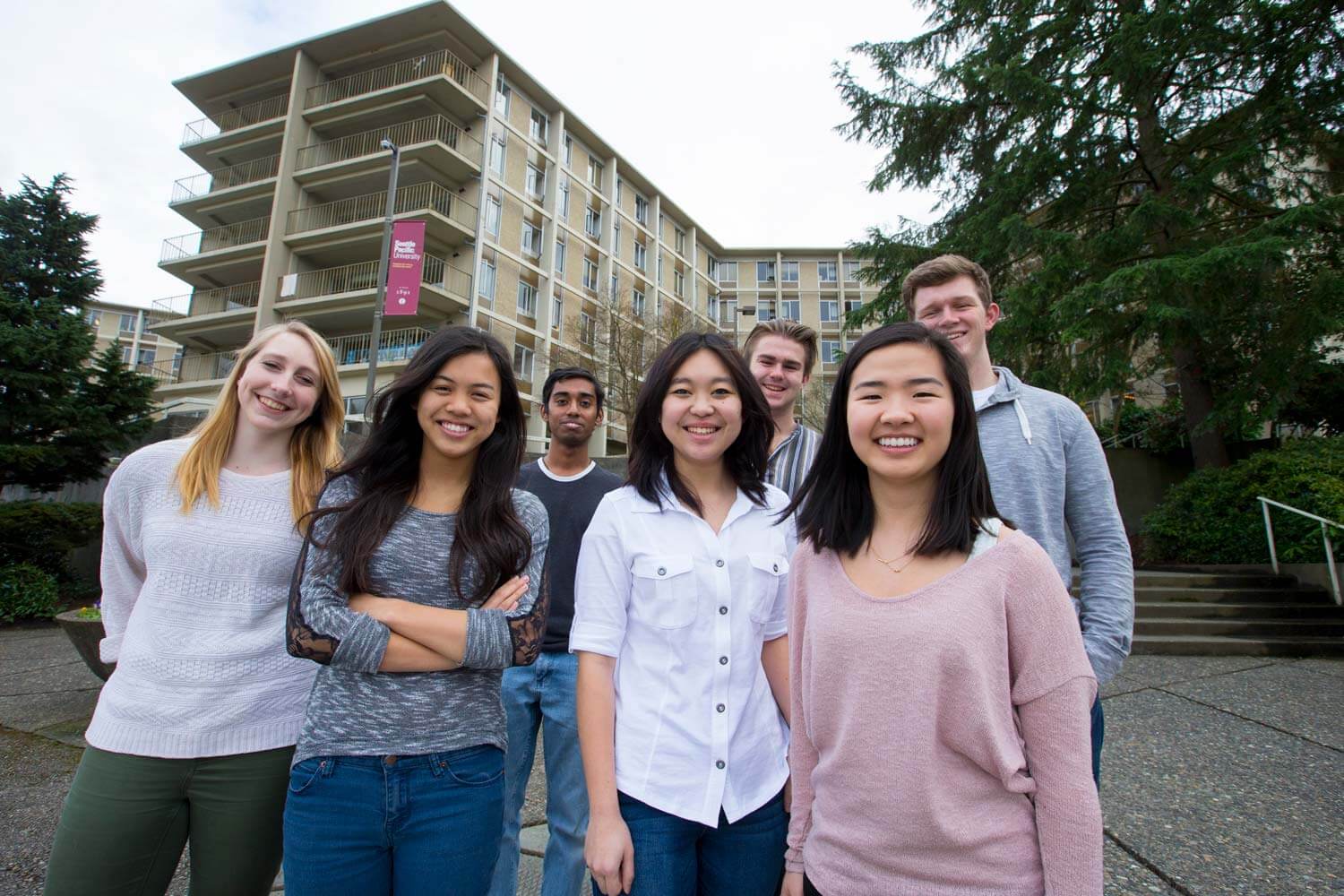 Students standing in front of Ashton Hall