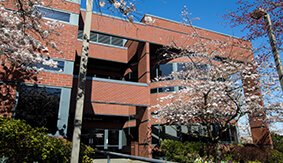 McKenna Hall School of Business, Government, and Economics in the spring
