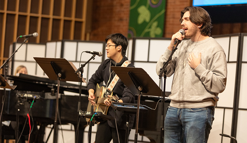 Student Worship band members help lead Chapel services