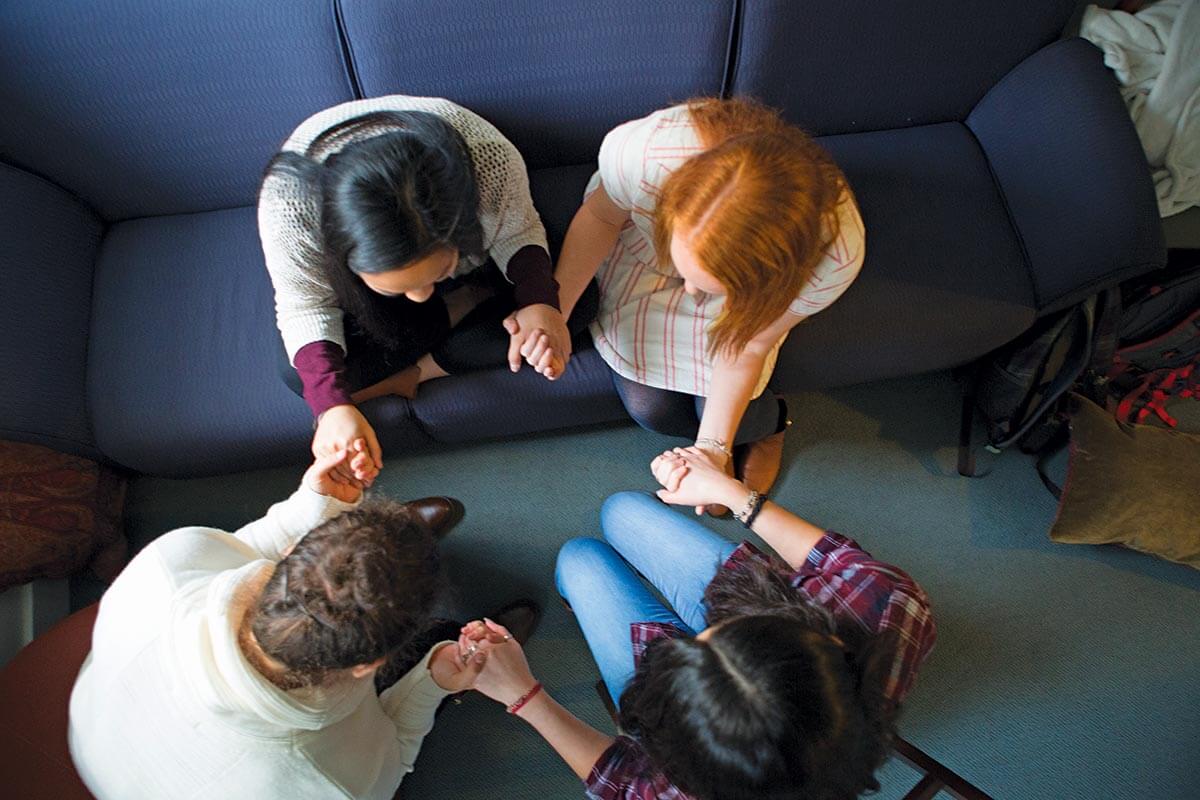 Students praying