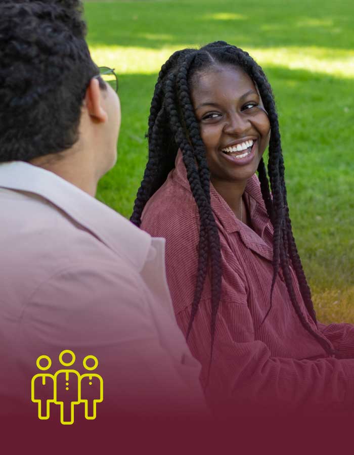 girl laughs with friend