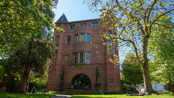 Alexander Hall in the spring on the Seattle Pacific University campus.