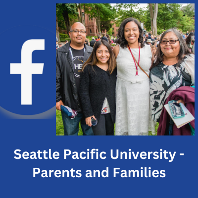 facebook logo with family photo of parents and SPU student