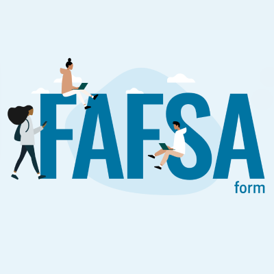 A light blue illustration of the FAFSA form