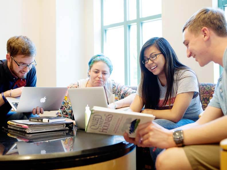 Students in library