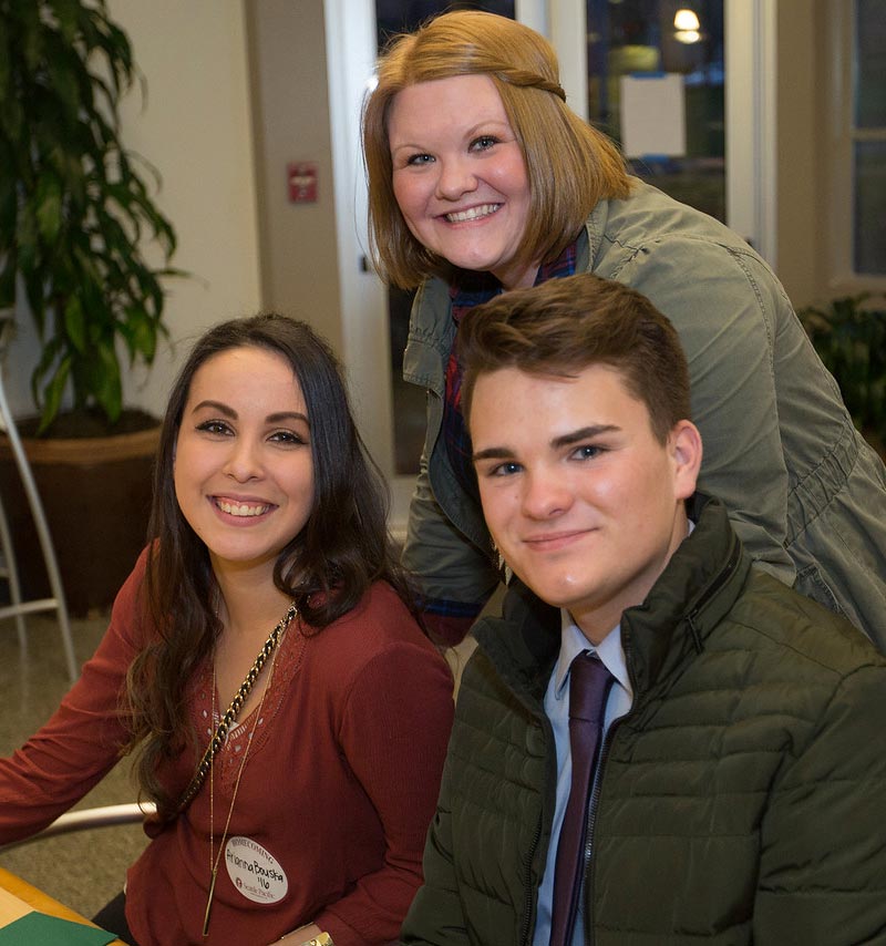 Arianna Bouska left, Whitney Broetje and Mac Miller at the ASSP meeting.