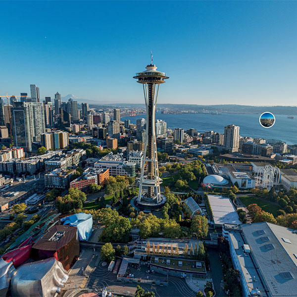 An aerial view of downtown Seattle