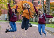 SPU students jumping in Tiffany Loop 