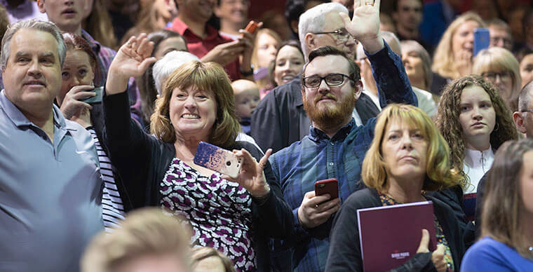 Friends and family cheer during the 2019 SPU Graduate Commencement ceremony - photo by Dan Sheehan