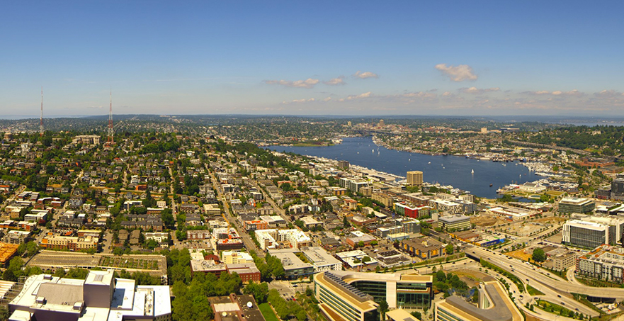 view of Lake Union and Queen Anne Hill