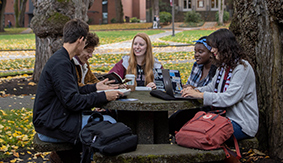 SPU Students studying in Tiffany Loop