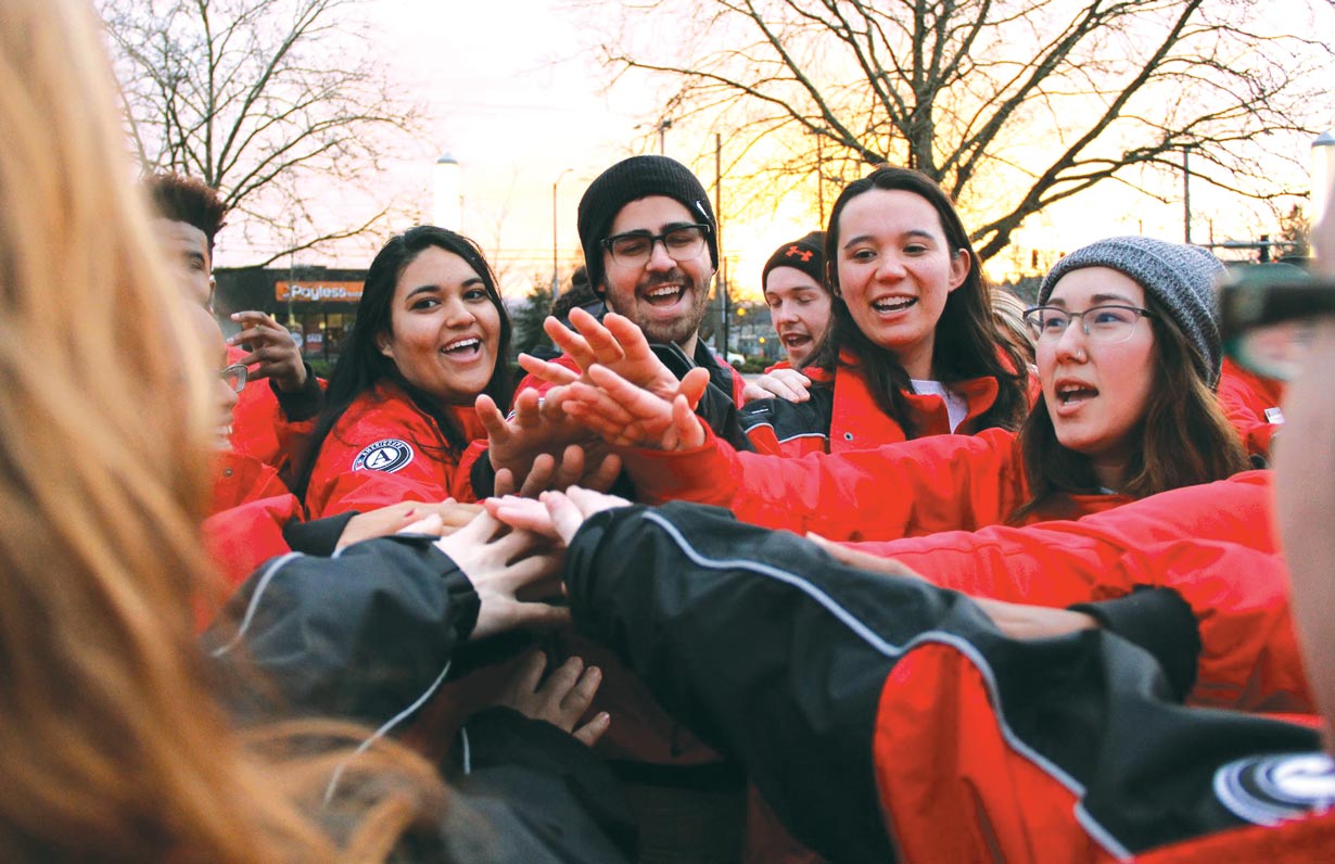 City Year corps members in their red jackets