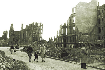 Hamburg, Germany, soon after World War II shows extensive damage.