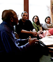 John Perkins meets with SPU students in Mississippi.