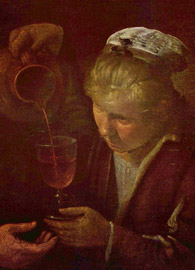 Diego Velázquez, detail, Peasants at the Table (El Almuerzo, c.1620).