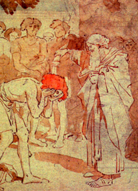 Painted by Alexander Ivanov, Samuel Anoints David to the Kingdom (circa 1850). Pen and watercolor. Wikimedia Commons.