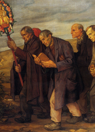 Painted by Rudolf Schiestl, a depiction of Pilgrimage to Gößweinstein (1927).