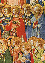 Painted by Fra Angelico, a depiction of The Forerunners of Christ with Saints and Martyrs (c, 1423-24).