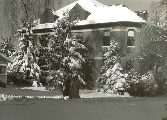 peterson hall in snow 1950