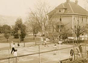 SPU tennis court in 1910