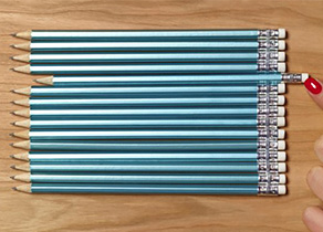 Pencils lined up